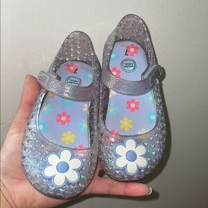 Wonder Nation blue Silver Glitter Flower Shoes